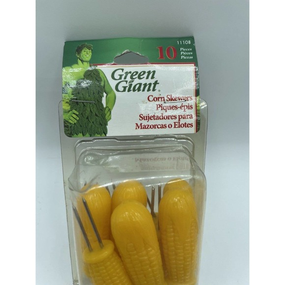 Jolly Green Giant Corn Shaped Corn Skewers Set of 10 Brand New BBQ Picnic Summer - Picture 2 of 5